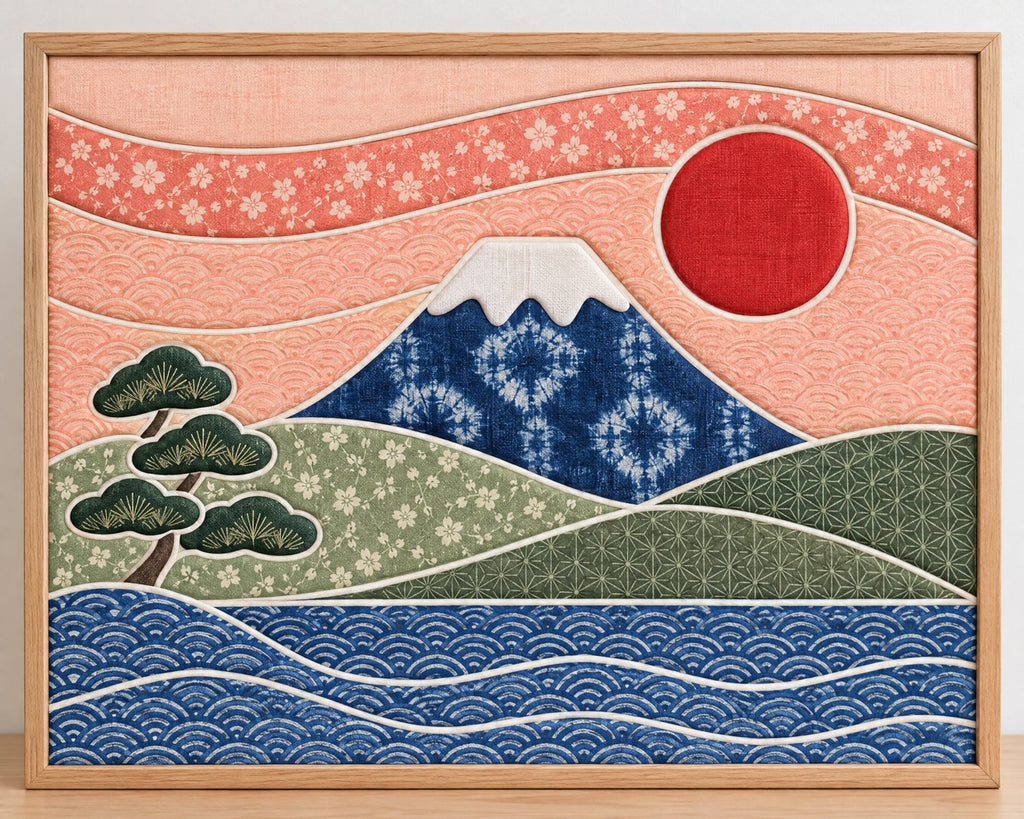 Mount Fuji landscape made in fabric