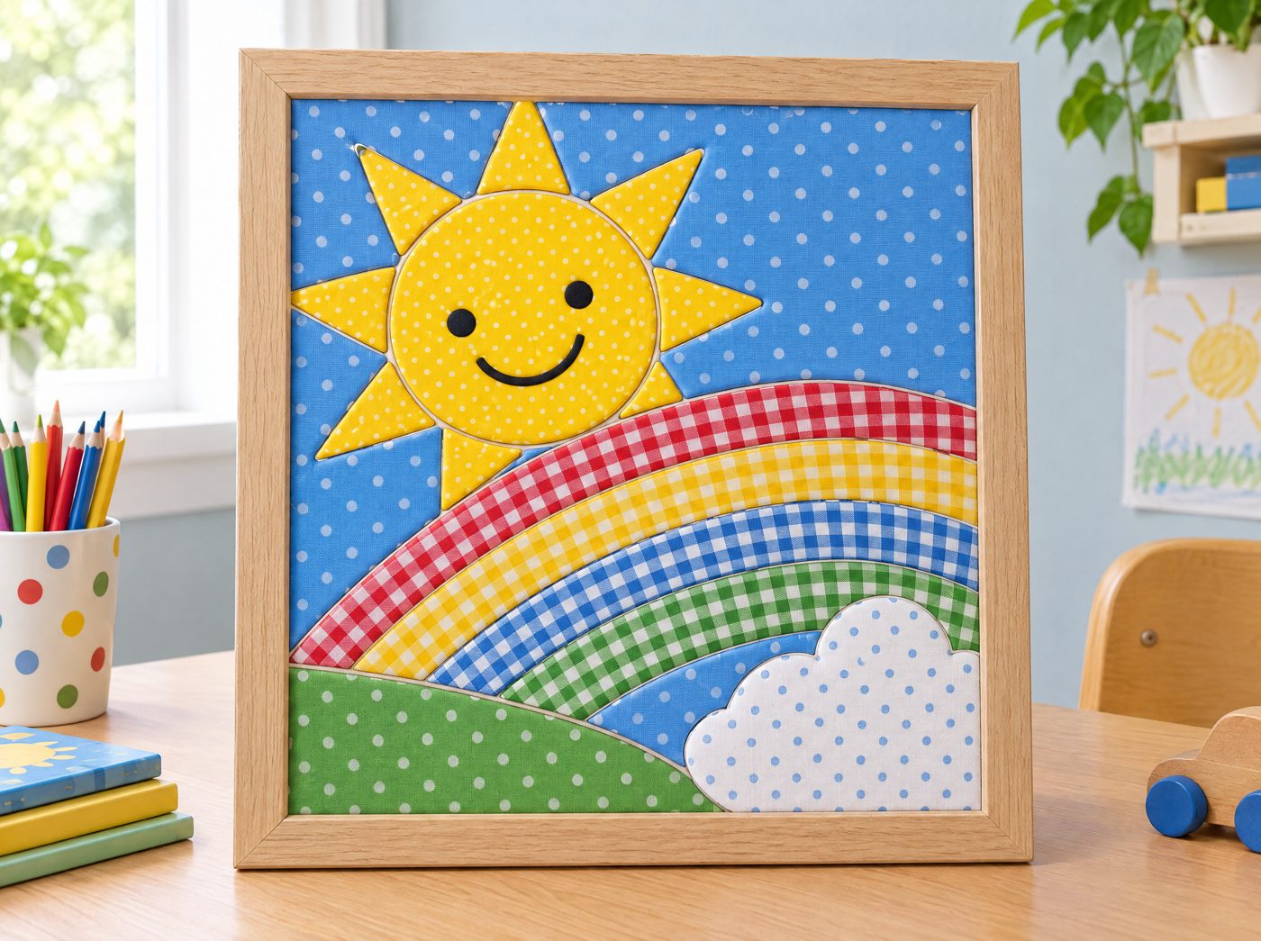 Easy fabric sun and rainbow
